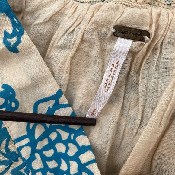 Free People Skirt Small Cream Multicolor Sunrise Voile Maxi Boho Tiered Festival - Picture 7 of 9